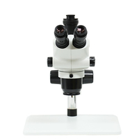 Trinocular Stereo Zoom Microscope with Large Base White and Black Plate