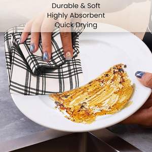 Sky moving New Custom schwarz gestreifte Leinen Küche Geschirr tuch mit hängender Schlaufe Wasch bare schnell trocknende Leinen Geschirr tücher für die Küche - Product Image 4