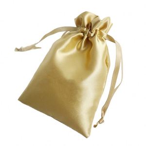 Bolsa de Regalo Personalizada con Cordón y Logotipo Impreso, de Tela Satén Blanca Transparente, para Extensiones de Cabello - Product Image 1