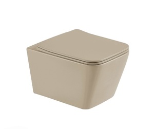 <span class=keywords><strong>Toilette</strong></span> murale <span class=keywords><strong>contemporaine</strong></span> en céramique beige mat kaki noir mat avec design sans rebord Salle de bain élégante <span class=keywords><strong>Toilette</strong></span> WC - Product Image 1