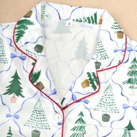 Pyjama de Noël pour femmes, ensemble 2 pièces - Vêtements de détente à imprimé sapin de Noël festif, doux et confortable