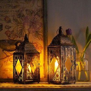 Lanterna Marocchina Ferro Traforato Portacandele Vintage Festa Ambiente Decorazione Casa Artigianato - Product Image 3