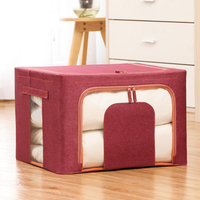 Boîte de rangement en tissu Oxford de grande capacité Paishilong DH001-2 avec cadre en acier, pliable, couverte, pour articles divers, 50x40x33cm