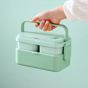 Boîte à lunch rectangulaire en fibre de bambou <span class=keywords><strong>Metka</strong></span> modèle 7809, écologique, brillante, 2 couches, sans BPA, étanche, capacité 1-3L, portable - Product Image 3