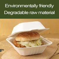 Conteneur à emporter de bagasse de canne à sucre éco-biodégradable personnalisé 9x6 10x7 12x8 pouces dossiers déjeuner boîte à nourriture stratification mate