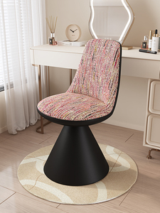 เก้าอี้แต่งหน้าสไตล์หรูหราเบาๆ รุ่นโคโค่ สำหรับห้องนอน โต๊ะเครื่องแป้ง พนักพิงหมุนได้ ผ้าคุณภาพสูง เก้าอี้ทำเล็บ เฟอร์นิเจอร์บ้าน - Product Image 5