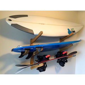 Support mural pour planches de <span class=keywords><strong>surf</strong></span> en bois pour planches de <span class=keywords><strong>surf</strong></span>, snowboards, skateboards, kitesurf et wakeboards, support d'affichage à trois niveaux pour planches de <span class=keywords><strong>surf</strong></span> - Product Image 3