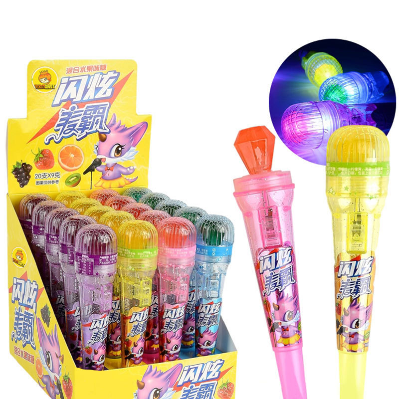 Glow Stick Diamond Lollipop Toys Sweet Cartoon Halal Confectionery Gummy Toy Candy Microphone