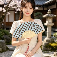 Éventail pliant personnalisé en bois avec poignée, design abstrait, cadeau d'affaires personnalisé, origine Guangdong, emballage personnalisé avec boîte à cordon XHY