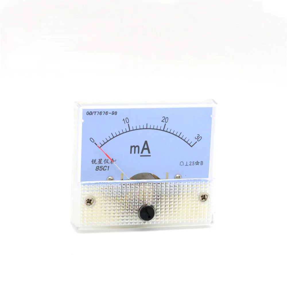 85C1 DC Analog Amperemeter 0-50mA, Pengukur Arus Voltase Meter Panel Miliammeter AMP untuk Catu Daya Tabung Laser CO2