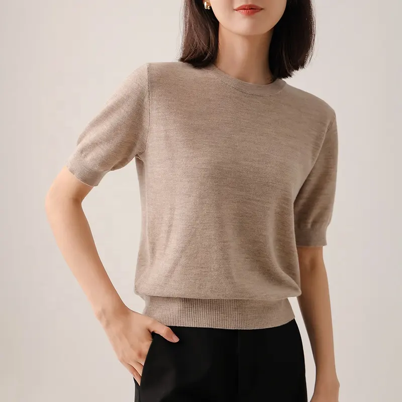 Custom knit Cashmere Wool Crew Neck Long Sleeve Ladies Pullover Sweater Cashmere Sweaters Custom Stitched Sweater