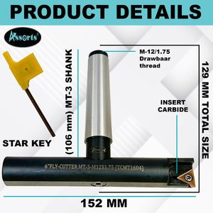 Juego de 6 fresas de un solo filo con vástago MT3 M12x1.75, inserto de carburo para centro de mecanizado CNC - Product Image 3