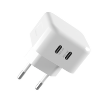Adaptateur de charge rapide USB C 2 ports 43W avec prise EU, noir et blanc, alimentation de bureau, chargeur rapide pour téléphone portable