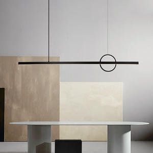 Luminaire suspendu linéaire tout en cuivre design, style minimaliste moderne pour salle à manger, zone de réception, chambre ou bureau, puissance 60W - Product Image 4