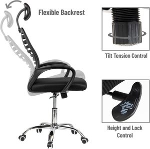 Chaise de bureau pivotante confortable pour ordinateur à domicile, avec dossier et assise, idéale pour les longues sessions de travail - Product Image 3