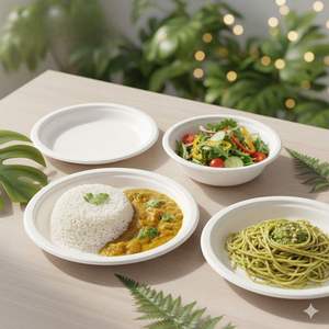 Plato de Bagazo de 7 Pulgadas, Vajilla Redonda Desechable de Caña de Azúcar, Ecológica, Apta para Microondas, Resistente al Calor, Proveedor - Product Image 5