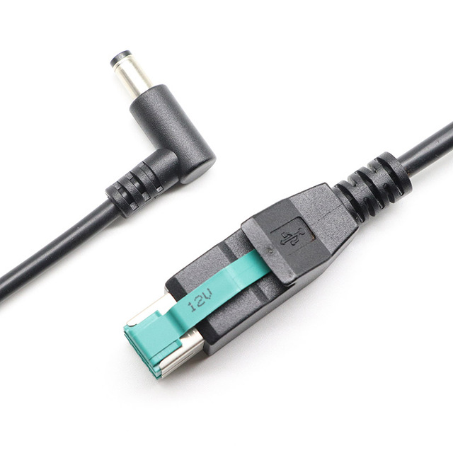 12V Powered USB to Angled DC 5.5*2.1mm Male Cable for Printer POS Devices PVC Insulation Material