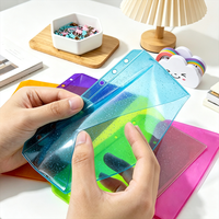Pochettes pour classeurs A5 A6 A7 à 6 trous, enveloppes de budget sans fermeture éclair, organiseur de documents, pochette transparente en PVC à paillettes, ouverture latérale