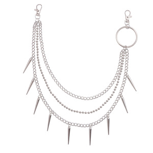 Cadena de cintura de varias capas con púas, estilo punk, accesorio de moda hip hop para hombres y mujeres, ropa casual de calle, decorativa de aleación de zinc - Product Image 5