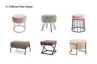 Pouf rond capitonné en velours de luxe, gain de place, avec pieds en métal pour salon