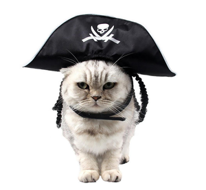 Pet Pirata Cosplay Chapéu Cão Halloween Preto Cap Cat Festival Vestuário Acessório Traje Cão Chapéu com Peruca - Product Image 6