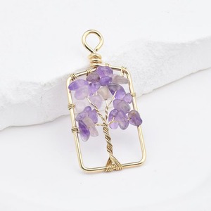 Collar con Colgante de Árbol de la Vida Rectangular de Siete Colores con Cuentas de Cristal de Piedra Natural, Colgante Individual, Collar para Mujer, Accesorio para Pendientes - Product Image 5