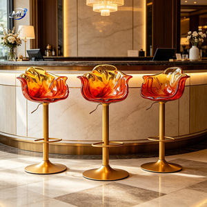 ML Transparent Resin Flower Bar Chair Sunset Gradient Adjustable Gold Base Modern Contemporary Home Bar Furniture - Product Image 4