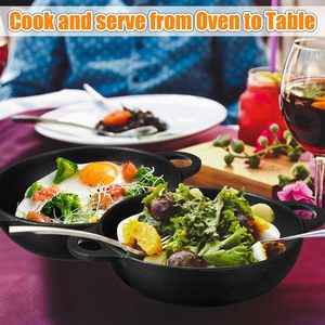 Mini Padella in Ghisa, Piccole Piastre in Ghisa con Base in Legno, Piccola Padella Rotonda, Piatto per <span class=keywords><strong>Fajitas</strong></span>, Pentola per Cottura - Product Image 3