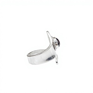 Trendy <b>Adjustable</b> 925 Sterling <b>Silver</b> Oval Red Garnet Gemstone Wrap <b>Ring</b> for Women Handmade Collection Bulk - Product Image 5
