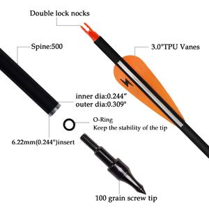 Flechas de carbono de 31 pulgadas <span class=keywords><strong>para</strong></span> práctica de tiro con arco, flechas de caza <span class=keywords><strong>para</strong></span> arco compuesto y recurvo con puntas extraíbles (paquete de 12) - Product Image 3