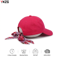 Casquette de baseball unisexe Oxford rose lavande avec logo personnalisé et nœud papillon en ruban de soie à pois floral amovible pour l'été
