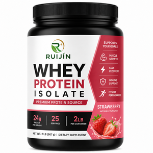 Aislado de Proteína de Suero de Leche de Fresa OEM en Polvo, Alto en Proteínas, Recuperación Muscular, Absorción Rápida, Suplemento para Masa Muscular Magra, 2LB - Product Image 1