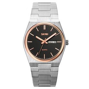 Montre à quartz Skmei 9288 de luxe haut de gamme personnalisée pour hommes, bracelet en acier massif, double calendrier, boîtier en alliage, cadran en verre, style professionnel - Product Image 5