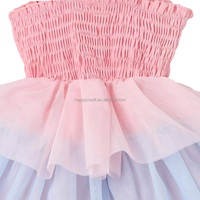 Robe de princesse dégradée rose et bleue pour filles, avec bretelles, en tulle à volants, corsage smocké, pour enfants et tout-petits, idéale pour anniversaire, tenue décontractée ou de fête, ODM 100%