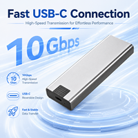 Boîtier SSD M.2 NVMe sans outil 10 Gbit/s Type C PCIe Gen3x2, boîtier de disque SSD JMS583 portable M08 Max 2 To en aluminium