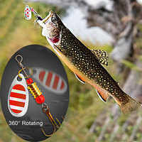 Leurre de pêche à queue de coq de truite basse Kit d'appâts Spinner en métal dur pour saumon