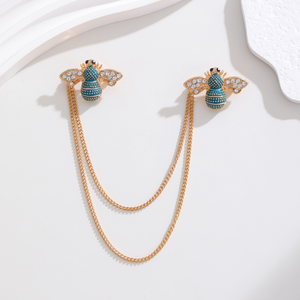 Großhandel Vintage Bee Quaste Goldkette Brosche Herren-und Damen anzug Bee Pin Zubehör Kristall legierung Schmuck Dekoration - Product Image 3