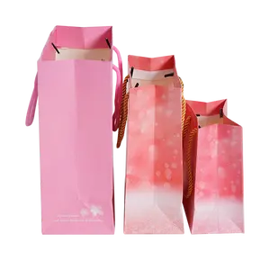 Fabriek Gratis Monster Zwart Roze Kleine Opvouwbare Papieren Verpakkingstas Met Handvat Voor Schoenen Kleding Cadeau Custom Boodschappentassen