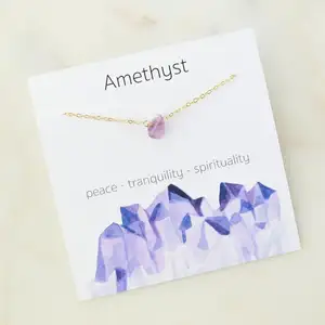 Boho February Birthstone Healing Crystal Jewelry,Amethyst Quartz Gemstone Necklace For Raw Stone Birthday Gift