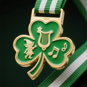 Huy chương lễ hội thiết kế Shamrock xanh ngày Thánh Patrick tùy chỉnh, chất lượng cao cấp, mạ vàng, in UV, men mềm - Product Image 3
