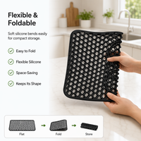 Tapis de protection d'évier en silicone de qualité alimentaire OEM personnalisé, découpable sur mesure, résistant à la chaleur, antidérapant, pliable, marque privée