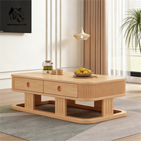 Table basse en bois à 2 tiroirs, design moderne, fabriquée en usine, prix avantageux, personnalisable, stock important, écologique, pour salon.