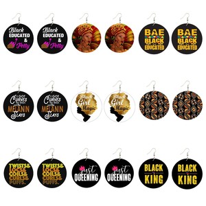 Black Girl Magic Melanin <span class=keywords><strong>Popin</strong></span> Pendientes My Melanin Complexion Black Excellence Black Educated Afro Girl Pendientes de madera - Product Image 2