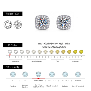 Wholesale RUNQI GRA Certificate S925 <b>Sterling</b> <b>Silver</b> Rhodium Plated Classic D Color VVS1 1CT Moissanite <b>Stud</b> <b>Earrings</b> Women's - Product Image 4