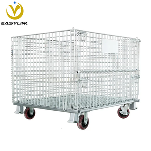 כלובי אחסון כבדים ODM/OEM עם גלגלי רשת תיל, קיבולת <span class=keywords><strong>1000</strong></span> ק\"ג, מתקפלים, פלדה מגולוונת, ניתנים לערום - Product Image 4