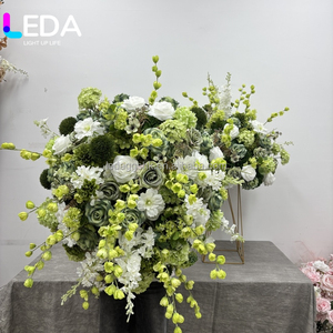 LEDA Artificial Flower Ball Mixed Green Silk Flowers Handmade High Simulation Wedding <b>Table</b> Decoration - Product Image 5