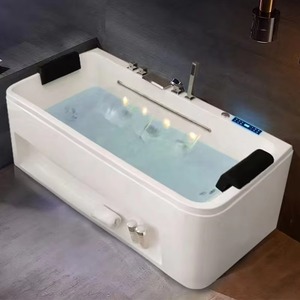 Bain de massage tourbillon SPA acrylique grande <span class=keywords><strong>baignoire</strong></span> hôtel LED Jet Massage 2 personnes face jupe bain intérieur bain à remous - Product Image 1