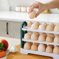 Étagère de rangement pour œufs à 3 niveaux, type rabattable, organisateur de réfrigérateur, boîte de rangement pratique, accessoires de cuisine