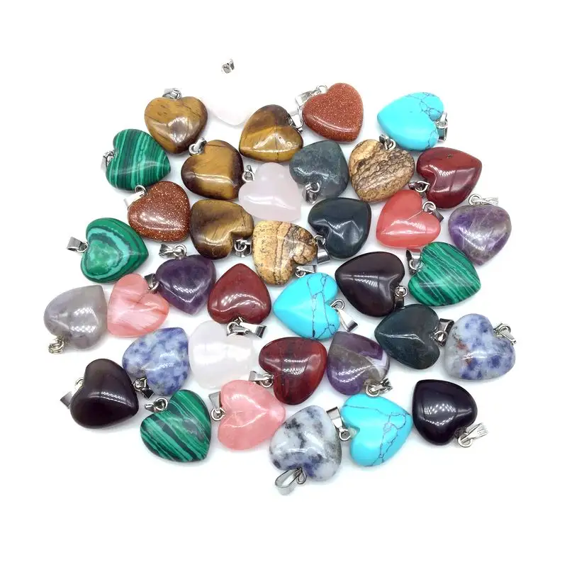 Wholesale Natural Moon Stone Heart Small Pendants 16 mm Fit For DIY Jewelry Making