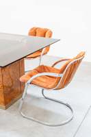 Chaise de salle à manger de luxe, design moderne et élégant, dossier en tissu écologique durable, structure en métal, pour la maison et les restaurants